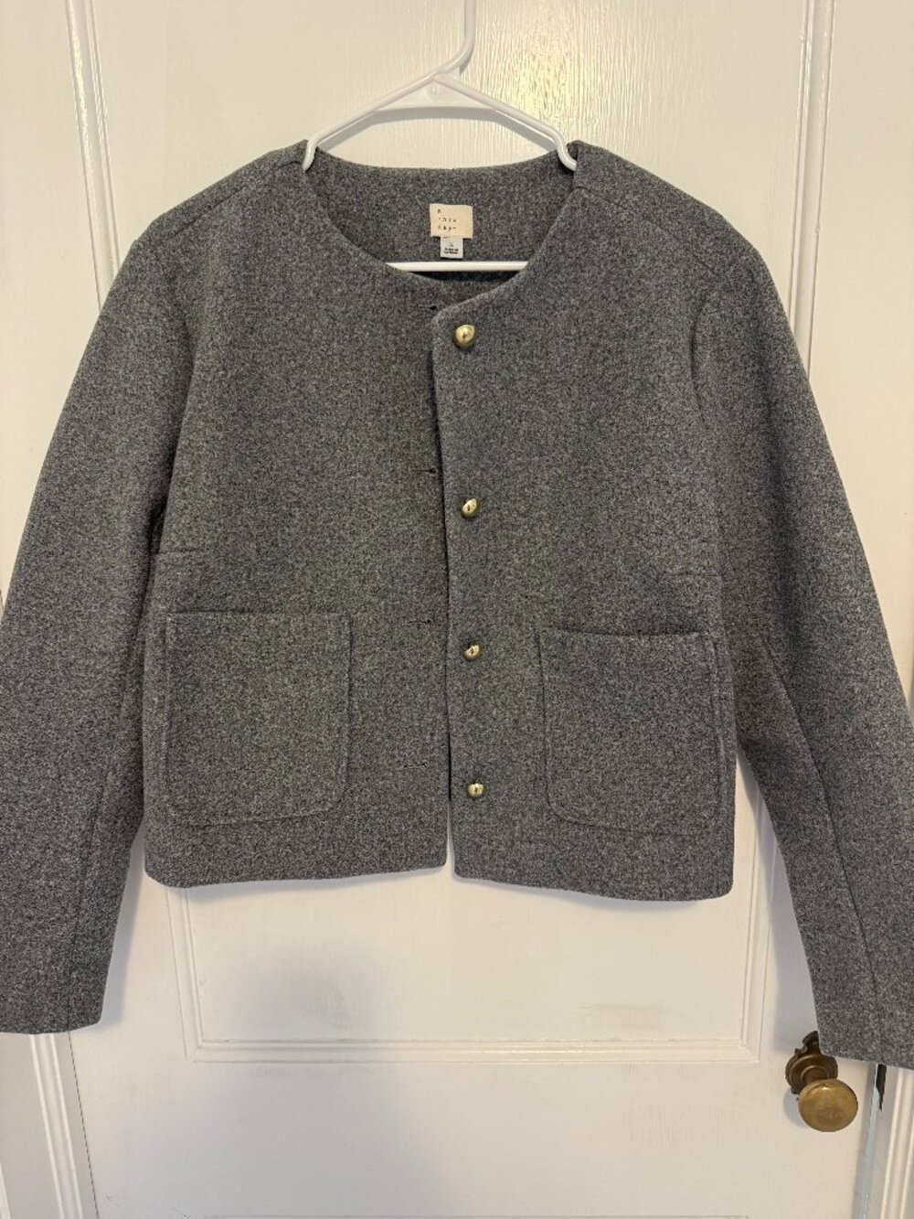 Lady Jacket Gray Felt Gold Buttons-Size Lg